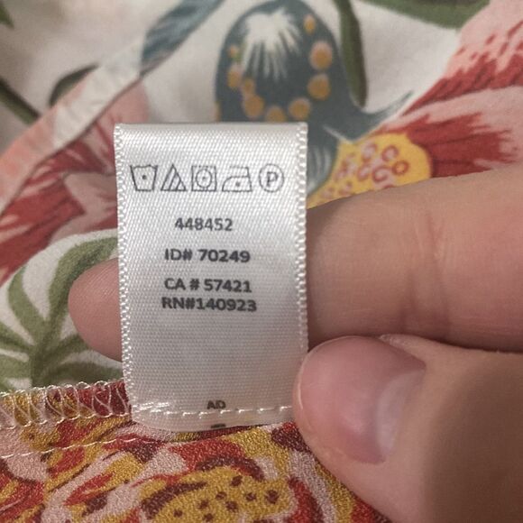 Loft floral high smocked neckline ruffled peplum blouse with front tie size S - Picture 12 of 12